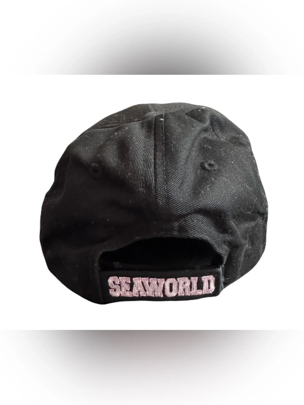 Vintage SeaWorld Shamu Youth Hat Black Pink Whale Tail Velcro Adjustable Cap